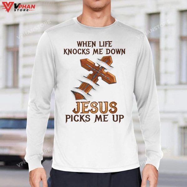 When Life Knocks Me Down Jesus Picks Me Up Christian Hoodie