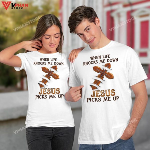 When Life Knocks Me Down Jesus Picks Me Up Christian Hoodie