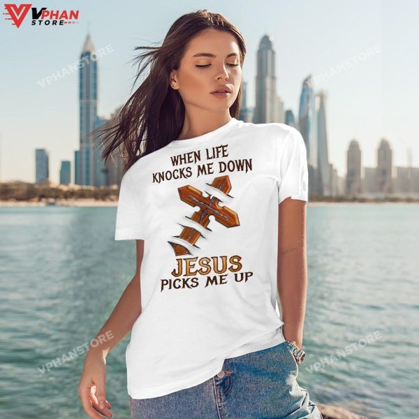 When Life Knocks Me Down Jesus Picks Me Up Christian Hoodie