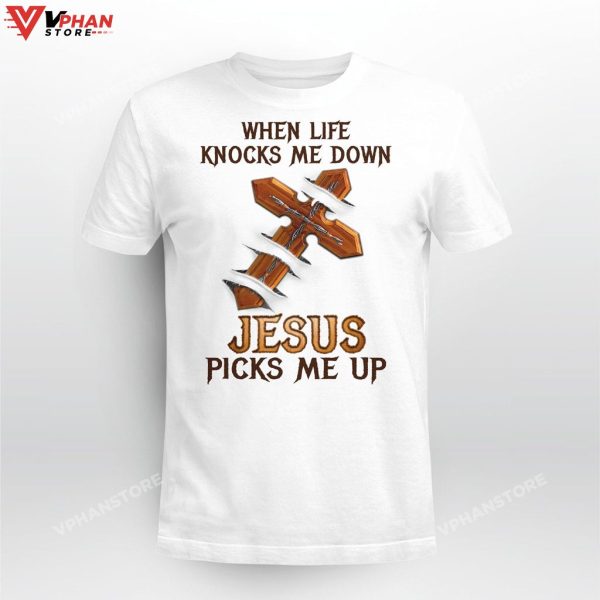 When Life Knocks Me Down Jesus Picks Me Up Christian Hoodie