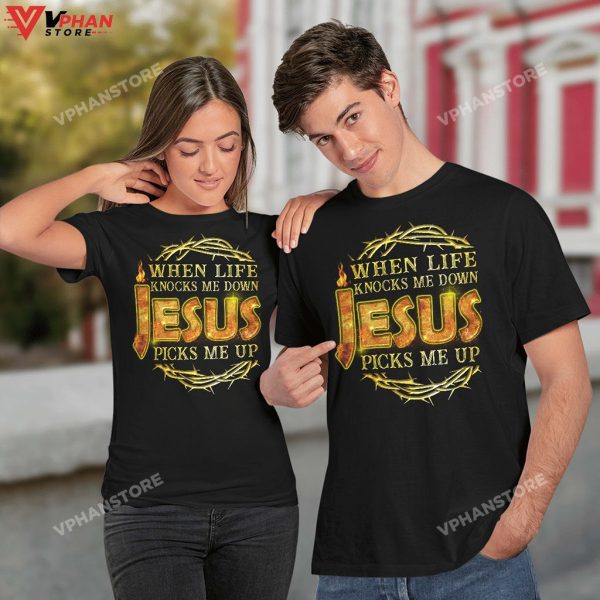 When Life Knocks Me Down Jesus Picks Me Up Religious Christian Hoodie