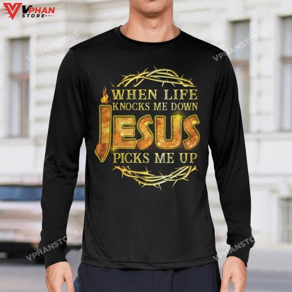 When Life Knocks Me Down Jesus Picks Me Up Religious Christian Hoodie